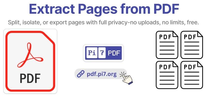 Extract PDF Pages online using Pi7 PDF Tool in free