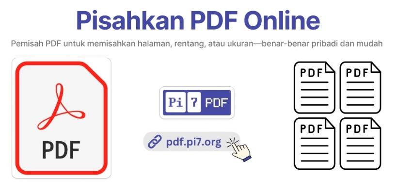 Pisahkan PDF online menggunakan Pi7 PDF Splitter Tool gratis