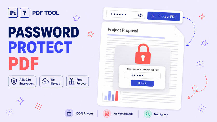 Password protect a PDF with Pi7 - a document locked with AES-256 encryption asking for a password before it opens