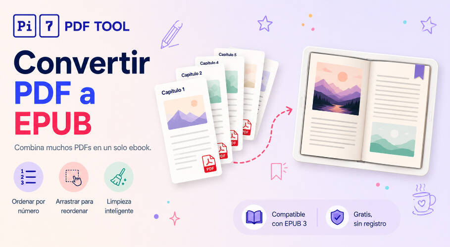 Convertidor PDF a EPUB - combinando varios capítulos PDF en un solo ebook EPUB con la herramienta Pi7